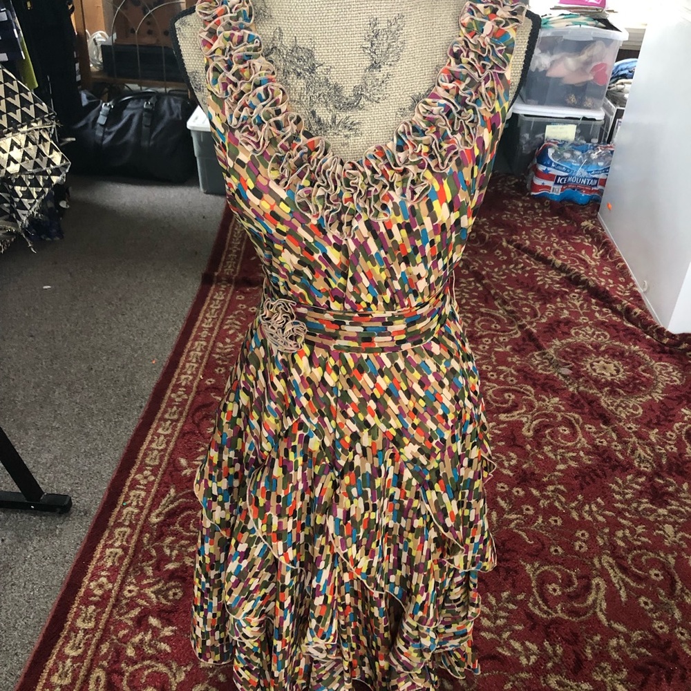Signature Studio Multicolor Ruffle-Trim Midi Dress